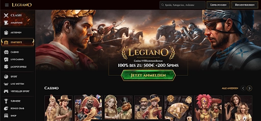 Überblick über das Legiano Casino - Willkommensbonus und Spielangebot